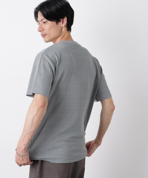 NANO universe(ナノユニバース)の「ストレッチジャガードTシャツ 半袖(Tシャツ/カットソー・メンズ・グレー/ホワイト/ネイビー・S/M/L)」の5枚目の写真