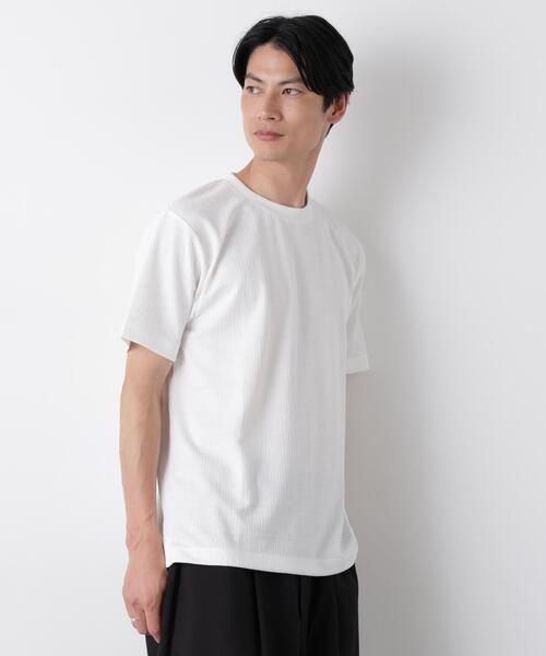 NANO universe(ナノユニバース)の「ストレッチジャガードTシャツ 半袖(Tシャツ/カットソー・メンズ・グレー/ホワイト/ネイビー・S/M/L)」の10枚目の写真