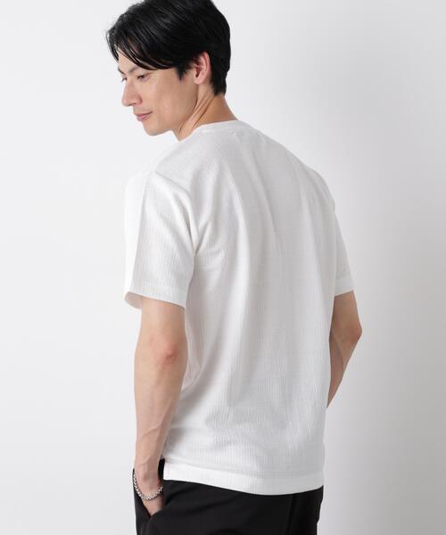 NANO universe(ナノユニバース)の「ストレッチジャガードTシャツ 半袖(Tシャツ/カットソー・メンズ・グレー/ホワイト/ネイビー・S/M/L)」の11枚目の写真