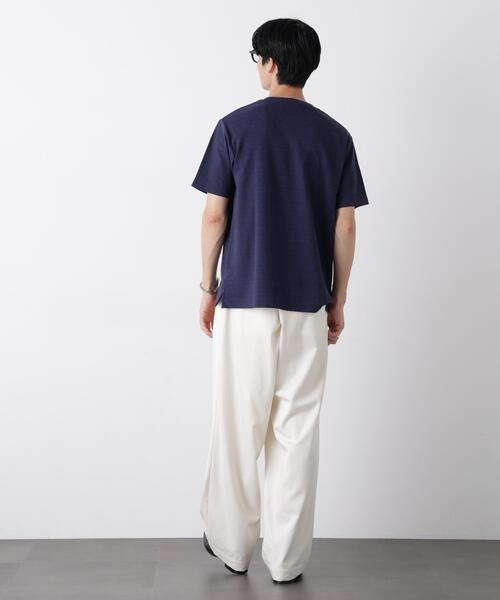 NANO universe(ナノユニバース)の「ストレッチジャガードTシャツ 半袖(Tシャツ/カットソー・メンズ・グレー/ホワイト/ネイビー・S/M/L)」の22枚目の写真