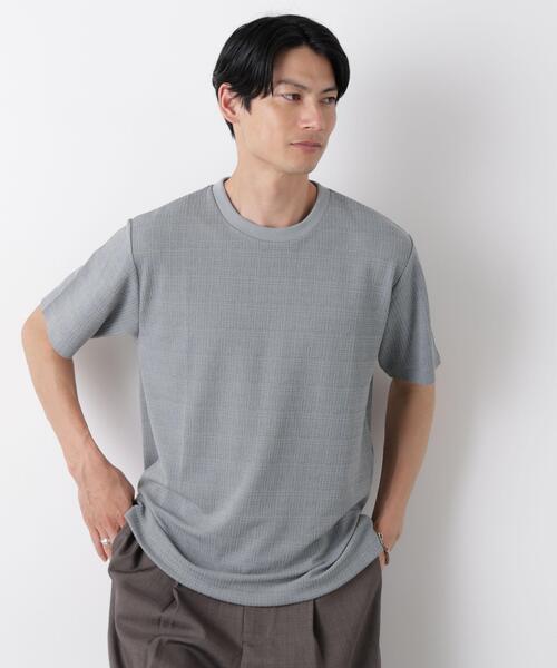 NANO universe(ナノユニバース)の「ストレッチジャガードTシャツ 半袖(Tシャツ/カットソー・メンズ・グレー/ホワイト/ネイビー・S/M/L)」の3枚目の写真