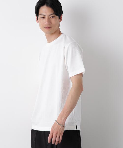 NANO universe(ナノユニバース)の「ストレッチジャガードTシャツ 半袖(Tシャツ/カットソー・メンズ・グレー/ホワイト/ネイビー・S/M/L)」の2枚目の写真