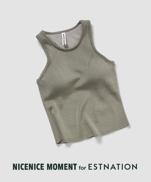 ESTNATION(エストネーション)の「NICENICE MOMENT / American Sleeve Shell《ESTNATION EXCLUSIVE》(Tシャツ/カットソー・レディース・オフホワイト/レッド/ネイビー/グレイッシュベージュ・FREE)」の1枚目の写真