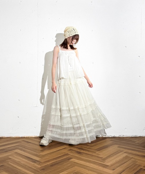 MAISON SELECT（メゾンセレクト）の「6C87 ドットキャミビスチェセット（シャツ/ブラウス・レディース・ライトブルー/ブラック/ホワイト・FREE）」の13枚目の写真