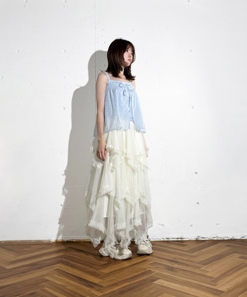 MAISON SELECT（メゾンセレクト）の「6C87 ドットキャミビスチェセット（シャツ/ブラウス・レディース・ライトブルー/ブラック/ホワイト・FREE）」の22枚目の写真