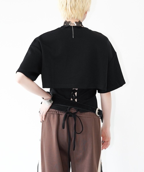chuclla（チュクラ）の「ドッキングデザインレースアップカットソー chw26s355（Tシャツ/カットソー・レディース・ブラック/ホワイト・FREE）」の13枚目の写真