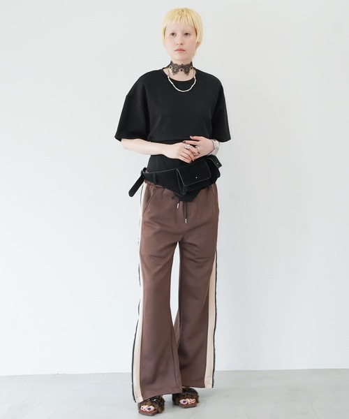 chuclla（チュクラ）の「ドッキングデザインレースアップカットソー chw26s355（Tシャツ/カットソー・レディース・ブラック/ホワイト・FREE）」の14枚目の写真