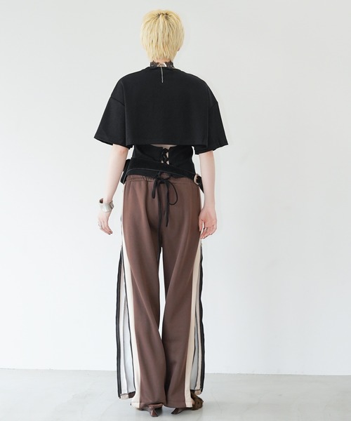 chuclla（チュクラ）の「ドッキングデザインレースアップカットソー chw26s355（Tシャツ/カットソー・レディース・ブラック/ホワイト・FREE）」の17枚目の写真