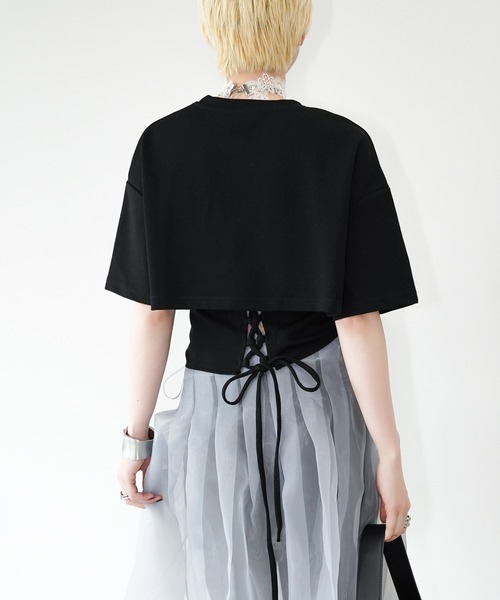 chuclla（チュクラ）の「ドッキングデザインレースアップカットソー chw26s355（Tシャツ/カットソー・レディース・ブラック/ホワイト・FREE）」の21枚目の写真