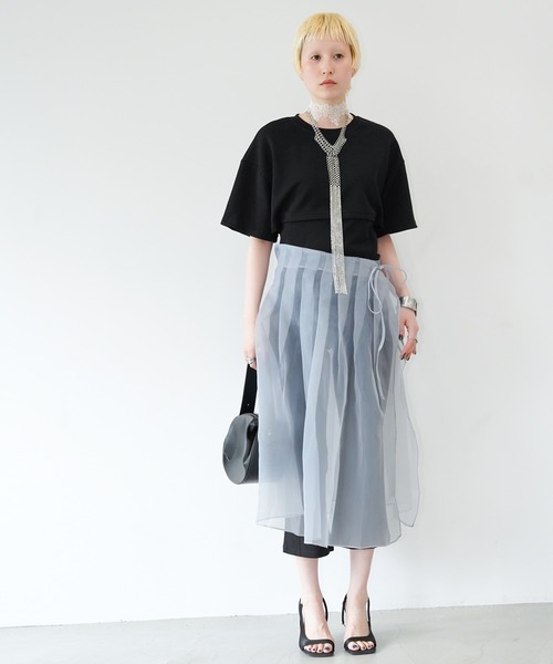 chuclla（チュクラ）の「ドッキングデザインレースアップカットソー chw26s355（Tシャツ/カットソー・レディース・ブラック/ホワイト・FREE）」の22枚目の写真