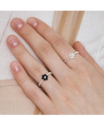 [sv925] color flower ball ring (Pearl/Black/Red)