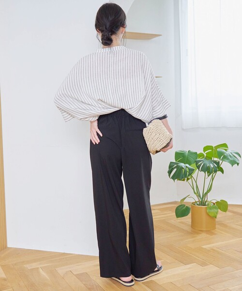 coen(コーエン)の「【秋カラー/接触冷感/遮熱性/UVカット】イージーワイドスラックスパンツ(スラックス・レディース・ブラック/ダークグレー/モカ/ベージュ・M/L)」の5枚目の写真