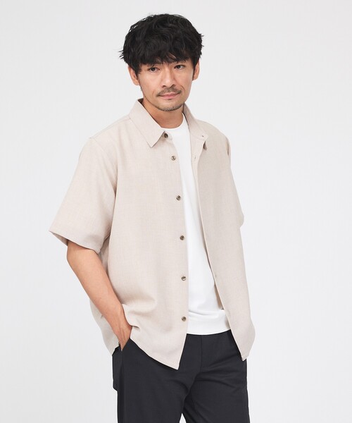 ABAHOUSE GRAY（アバハウスグレイ）の「楊柳 オープンカラー 半袖シャツ（シャツ/ブラウス・メンズ・グレイッシュブルー/ホワイト/モカ/ブラック・46/50/48）」の3枚目の写真