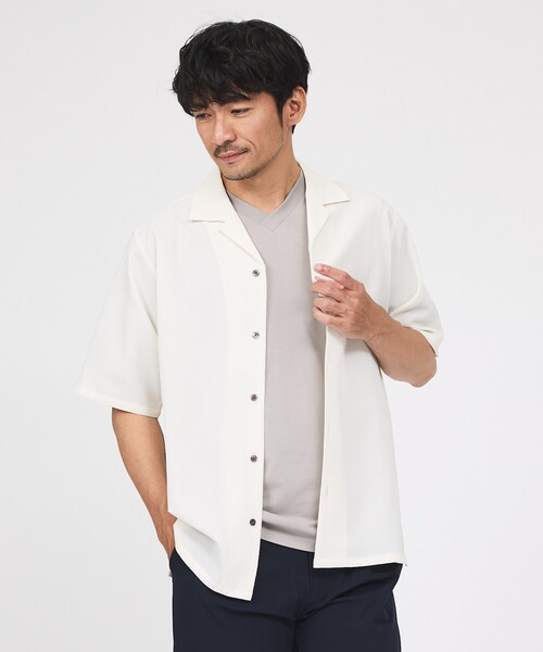 ABAHOUSE GRAY（アバハウスグレイ）の「楊柳 オープンカラー 半袖シャツ（シャツ/ブラウス・メンズ・グレイッシュブルー/ホワイト/モカ/ブラック・46/50/48）」の17枚目の写真