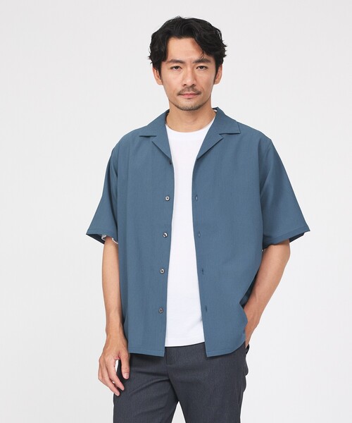 ABAHOUSE GRAY（アバハウスグレイ）の「楊柳 オープンカラー 半袖シャツ（シャツ/ブラウス・メンズ・グレイッシュブルー/ホワイト/モカ/ブラック・46/50/48）」の21枚目の写真