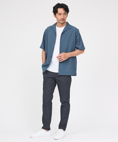 ABAHOUSE GRAY（アバハウスグレイ）の「楊柳 オープンカラー 半袖シャツ（シャツ/ブラウス・メンズ・グレイッシュブルー/ホワイト/モカ/ブラック・46/50/48）」の22枚目の写真