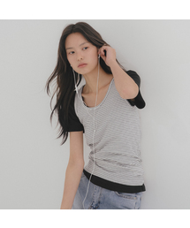 TFL 07 STRIPE SLEEVELESS [TISU08TS38]_Ivory&Black