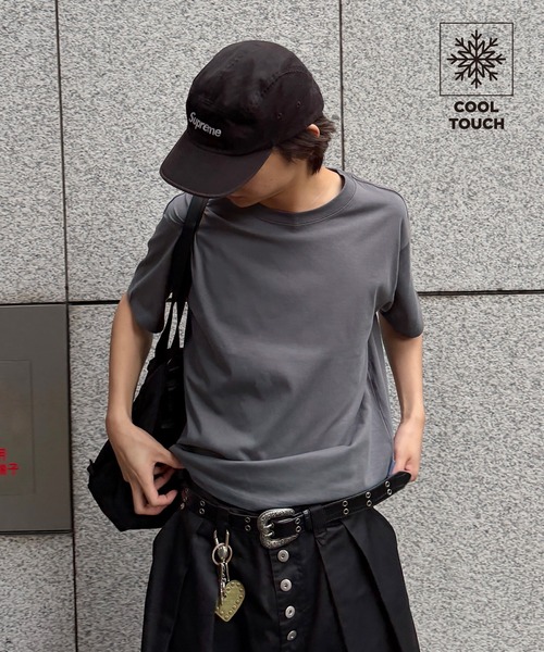 kutir（クティール）の「【接触冷感】COOL TOUCH BASIC TSHIRT／クールタッチベーシックTシャツ（Tシャツ/カットソー・メンズ・ブラック/グレー/オフホワイト/ボルドー・MEDIUM/LARGE）」の3枚目の写真