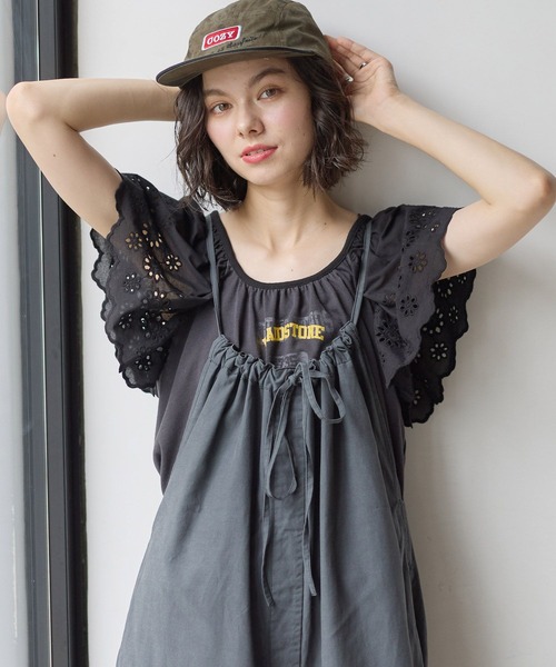 niko and...(ニコアンド)の「コットンレーススリーブロゴTシャツ(Tシャツ/カットソー・レディース・オフホワイト/ネイビー/チャコール・FREE)」の8枚目の写真