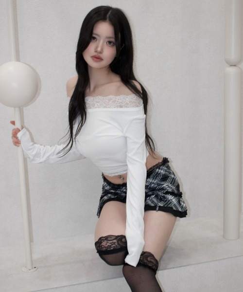 REINE NOIRE(レーヌノワール)の「lace plaid skirt. / レースプレイドスカート(スカート・レディース・ブラック×ホワイト・FREE)」の13枚目の写真