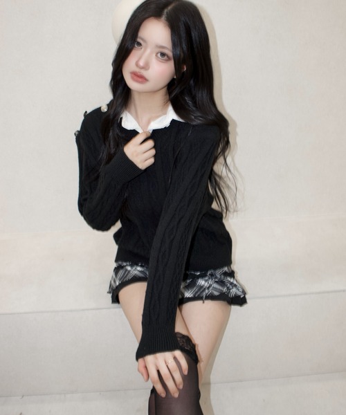 REINE NOIRE(レーヌノワール)の「lace plaid skirt. / レースプレイドスカート(スカート・レディース・ブラック×ホワイト・FREE)」の15枚目の写真