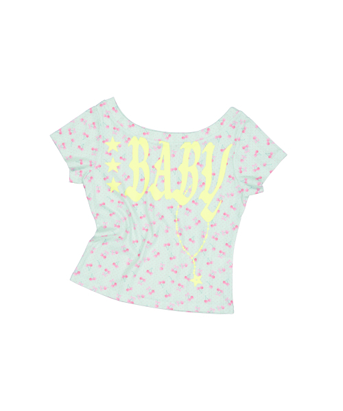 SETUP-EXE(セットアップイーエックスイー)の「BABY WIDE NECK TOP / CHERRY MINT(Tシャツ/カットソー・レディース・その他・OS)」の3枚目の写真