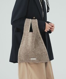プレート付き ニット バッグ