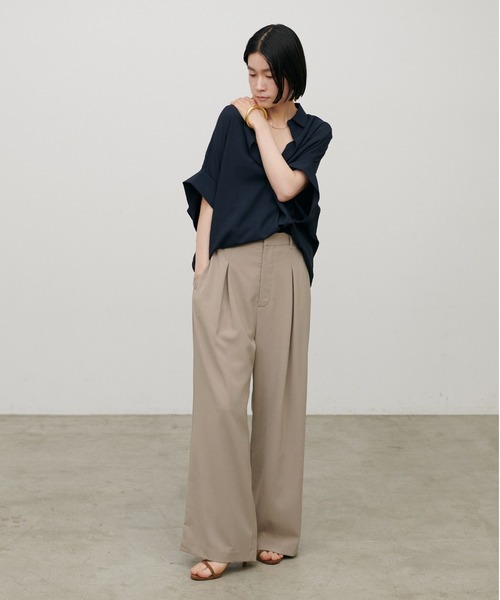 LARUTA(ラルータ)の「【LARUTA】落ち感あるタックツイルパンツ(スラックス・レディース・ベージュ/ブラウン/ブラック・FREE)」の12枚目の写真