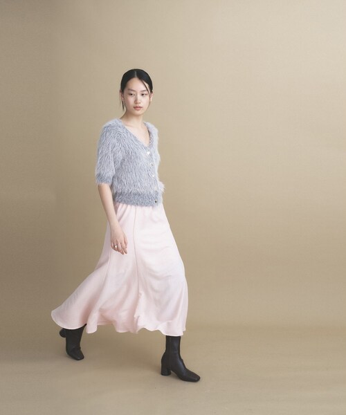 cloenc(クロエンス)の「【手洗い可】フィブリルロングフレアスカート(スカート・レディース・ピンク/ナチュラル/オリーブ・01/02)」の1枚目の写真