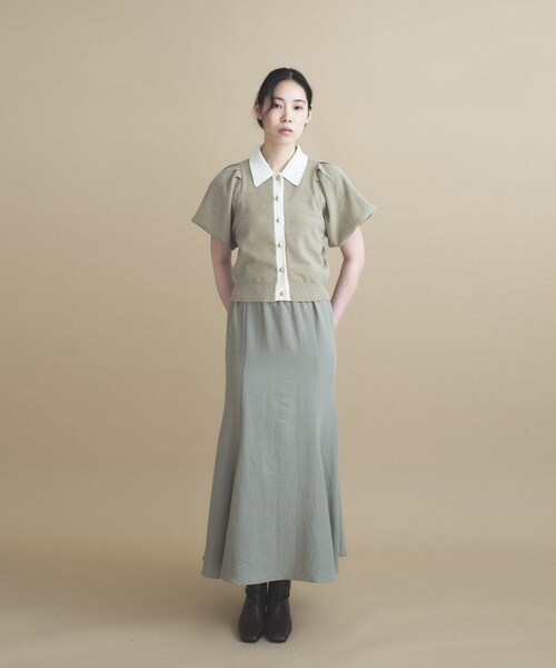 cloenc(クロエンス)の「【手洗い可】フィブリルロングフレアスカート(スカート・レディース・ピンク/ナチュラル/オリーブ・01/02)」の11枚目の写真