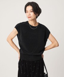 モール フレンチスリーブ プルオーバー ニット ウォッシャブル