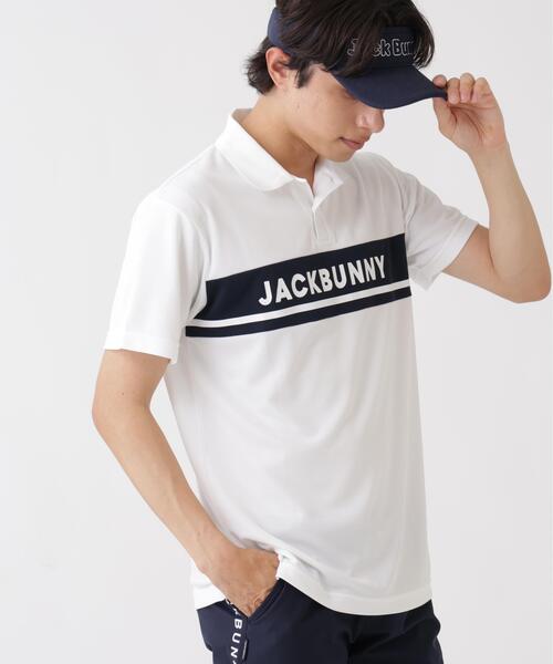 Jack Bunny!!(ジャックバニー)の「【Jack Bunny!!】PEメッシュパネルボーダー半袖ポロシャツ(ポロシャツ・メンズ・ネイビー/ホワイト/ホワイト系その他/ダークインディゴブルー・MEDIUM/LARGE/X-LARGE)」の1枚目の写真