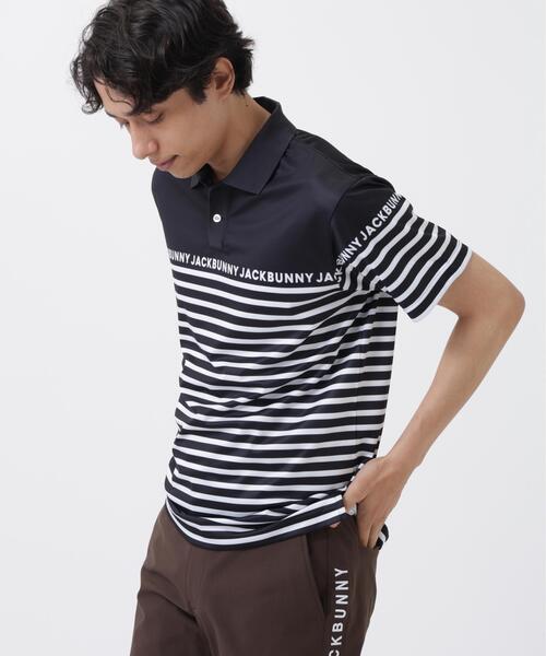 Jack Bunny!!(ジャックバニー)の「【Jack Bunny!!】PEメッシュパネルボーダー半袖ポロシャツ(ポロシャツ・メンズ・ネイビー/ホワイト/ホワイト系その他/ダークインディゴブルー・MEDIUM/LARGE/X-LARGE)」の3枚目の写真