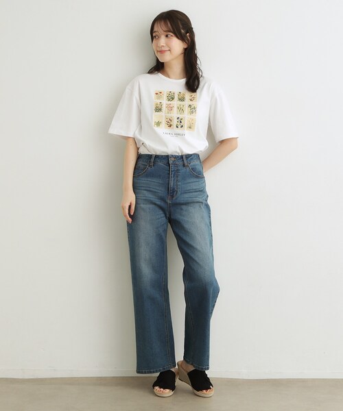 LAURA ASHLEY(ローラアシュレイ)の「【接触冷感/吸水速乾性/抗菌防臭】パーショア ポストカーズ柄Tシャツ(Tシャツ/カットソー・レディース・ライトグレー系9/ブラック/オフホワイト・38/40)」の6枚目の写真