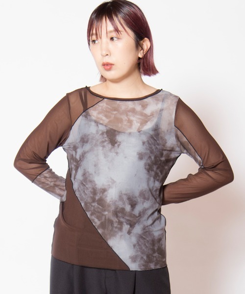 OSMOSIS（オズモーシス）の「2WAYメロー切替長袖Tシャツ（Tシャツ/カットソー・レディース・カーキ/ブラウン/ブラック・ONE SIZE）」の2枚目の写真