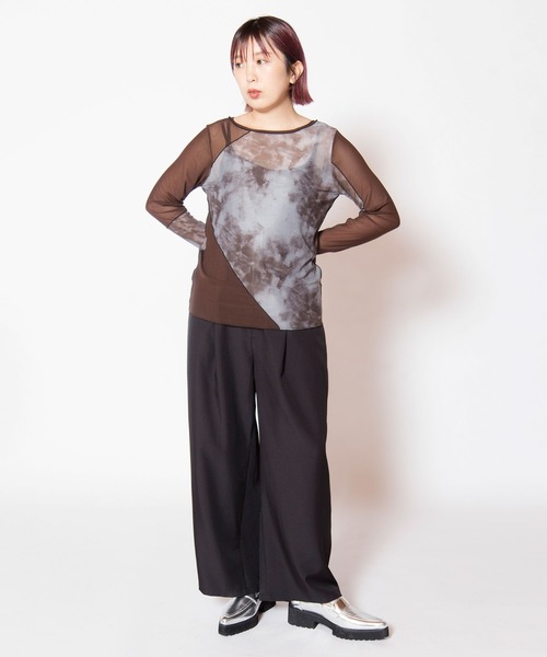 OSMOSIS（オズモーシス）の「2WAYメロー切替長袖Tシャツ（Tシャツ/カットソー・レディース・カーキ/ブラウン/ブラック・ONE SIZE）」の13枚目の写真