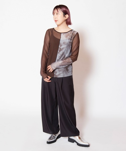OSMOSIS（オズモーシス）の「2WAYメロー切替長袖Tシャツ（Tシャツ/カットソー・レディース・カーキ/ブラウン/ブラック・ONE SIZE）」の17枚目の写真
