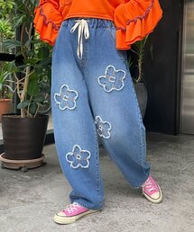 【HELLO.SANFRANCISCO/ハローサンフランシスコ】フラワーコード刺繍ボリュームデニム