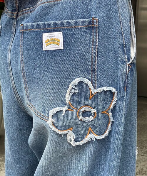 HELLO.SANFRANCISCO（ハローサンフランシスコ）の「【HELLO.SANFRANCISCO/ハローサンフランシスコ】フラワーコード刺繍ボリュームデニム（デニムパンツ・レディース・ベージュ/ブルー・SMALL/MEDIUM）」の7枚目の写真