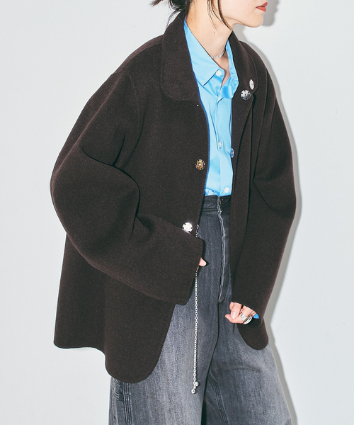 CITYSHOP(シティーショップ)の「FINE REVER SHORT コート(その他アウター・レディース・ブラック/ブラウン系その他・38/36)」の2枚目の写真