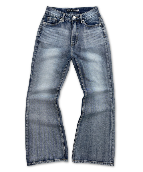 DAMISH(ダミシュ)の「クロス ホットフィックス セミフレアジーンズ_ブルー(デニムパンツ・レディース・ブルー・SMALL/MEDIUM/LARGE)」の4枚目の写真