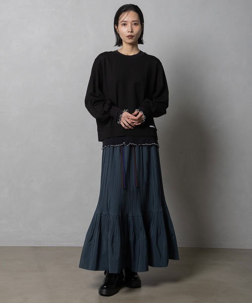 MARECHAL TERRE（マルシャルテル）の「ティアードプリーツスカート（スカート・レディース・セージグリーン/モカ/ブラック/チャコールグレー・MEDIUM）」の9枚目の写真
