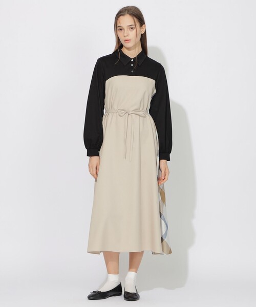 CB CRESTBRIDGE(シービークレストブリッジ)の「バイカラーコンビワンピース(ワンピース・レディース・ダークネイビー/ベージュ・S/M)」の2枚目の写真