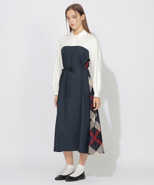 CB CRESTBRIDGE(シービークレストブリッジ)の「バイカラーコンビワンピース(ワンピース・レディース・ダークネイビー/ベージュ・S/M)」の1枚目の写真