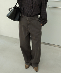 Belted Wide Barrel Denim - Grayish Khaki