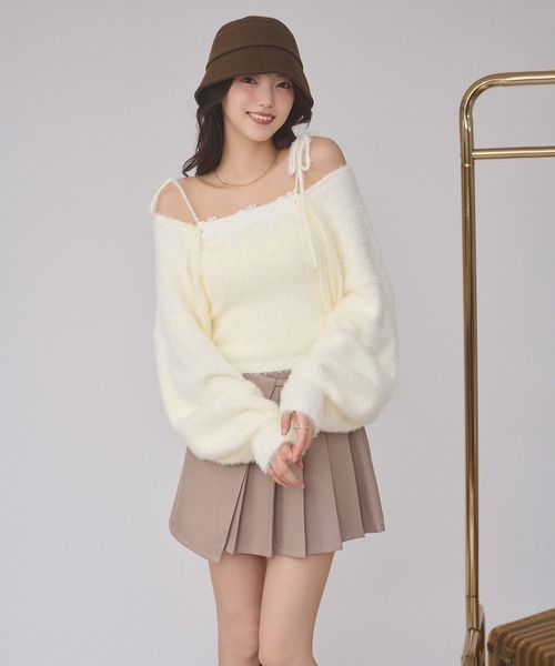 Ambre Neige(アンブルネージュ)の「shaggy knit ensemble / シャギーニットアンサンブル(カーディガン/ボレロ・レディース・アイボリー/ピンク/チャコールグレー/ボルドー・FREE)」の22枚目の写真