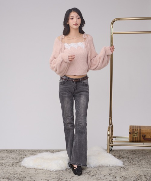Ambre Neige(アンブルネージュ)の「shaggy knit ensemble / シャギーニットアンサンブル(カーディガン/ボレロ・レディース・アイボリー/ピンク/チャコールグレー/ボルドー・FREE)」の7枚目の写真