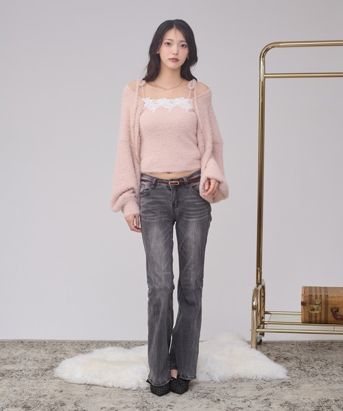 Ambre Neige(アンブルネージュ)の「shaggy knit ensemble / シャギーニットアンサンブル(カーディガン/ボレロ・レディース・アイボリー/ピンク/チャコールグレー/ボルドー・FREE)」の8枚目の写真