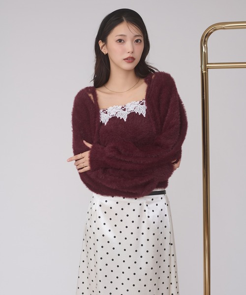 Ambre Neige(アンブルネージュ)の「shaggy knit ensemble / シャギーニットアンサンブル(カーディガン/ボレロ・レディース・アイボリー/ピンク/チャコールグレー/ボルドー・FREE)」の18枚目の写真