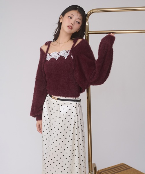 Ambre Neige(アンブルネージュ)の「shaggy knit ensemble / シャギーニットアンサンブル(カーディガン/ボレロ・レディース・アイボリー/ピンク/チャコールグレー/ボルドー・FREE)」の19枚目の写真